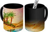 Magische Mok - Foto op Warmte Mokken - Koffiemok - Schilderij - Olieverf - Palmboom - Natuur - Water - Magic Mok - Beker - 350 ML - Theemok