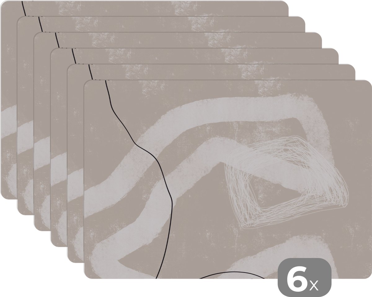 Placemat - Abstract - Lijn - Design - Pastel - Tafel - Onderleggers - 45x30 cm - 6 stuks