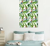Décoration murale Métal - Aluminium - Plante oiseau de paradis - Perroquet - Feuilles - 100x150 cm