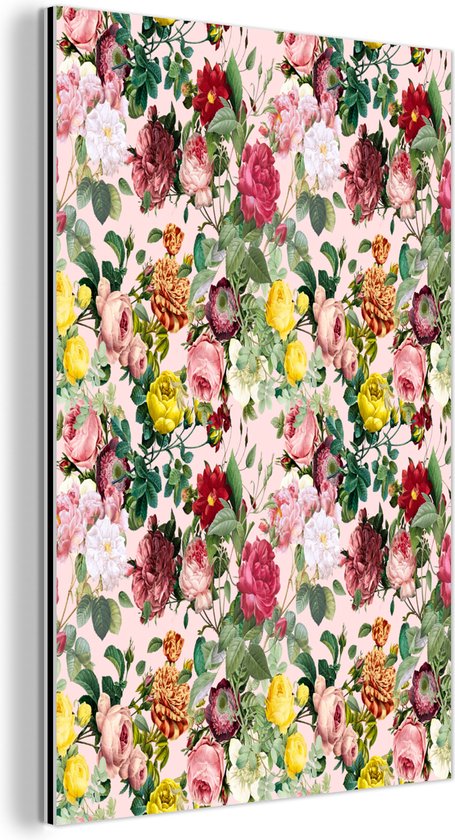 Décoration murale Métal - Peinture Aluminium Industrielle - Fleurs - Roses - Rose - 40x60 cm - Dibond - Photo sur aluminium - Décoration murale industrielle - Pour le salon / chambre