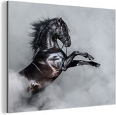 Wanddecoratie Metaal - Aluminium Schilderij Industrieel - Paard - Rook - Zwart - 120x90 cm - Dibond - Foto op aluminium - Industriële muurdecoratie - Voor de woonkamer/slaapkamer