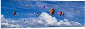 WallClassics - PVC Schuimplaat - Gropeje Luchtballonnen bij Witte Wolken - 150x50 cm Foto op PVC Schuimplaat (Met Ophangsysteem)