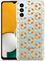 Hoesje geschikt voor Samsung Galaxy A13 5G Orange Soccer Balls