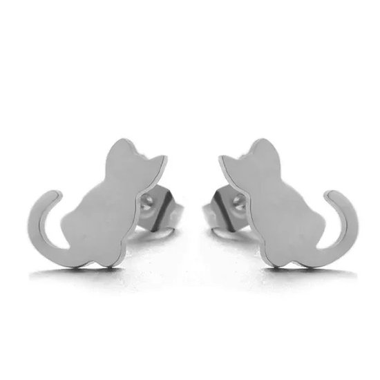 Zilveren oorbellen katjes