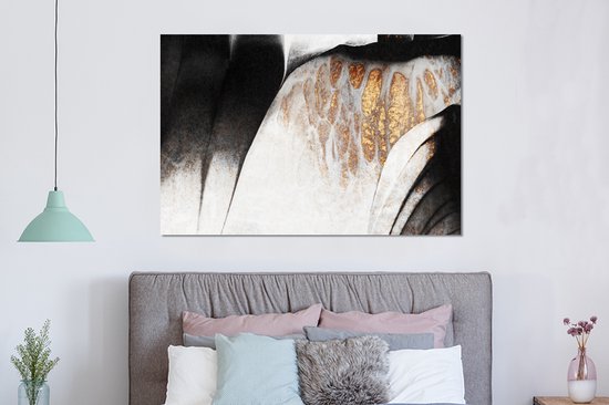 Wanddecoratie Metaal - Aluminium Schilderij Industrieel - Goud - Abstract - Design - 150x100 cm - Dibond - Foto op aluminium - Industriële muurdecoratie - Voor de woonkamer/slaapkamer