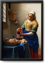 Affiche Johannes Vermeer - A4 - 21 x 30 cm - Cadre inclus (Aluminium Zwart )