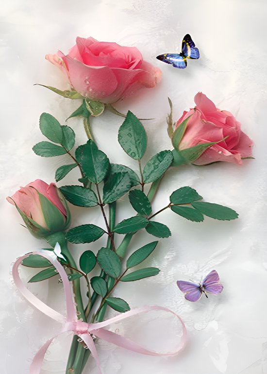 Peinture de diamants Adultes - Roses - Taille de la photo 50x70cm - Couverture complète - Pierres rondes - Fleurs
