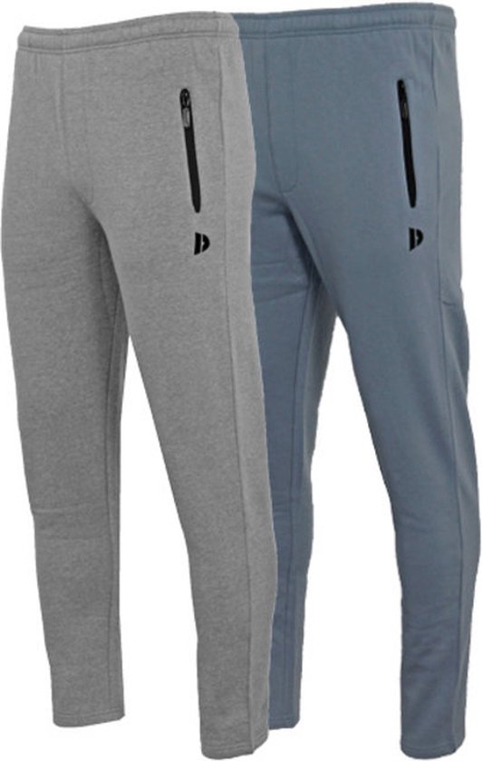 2-Pack Donnay - Joggingbroek met rechte pijp - sportbroek - Heren - Maat 3XL - Silver-marl/Blue-grey (487)