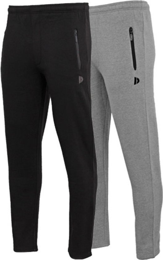 2-Pack Donnay - Joggingbroek met rechte pijp - sportbroek - Heren - Maat XXL - Zwart/Silver-marl (252)