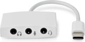 Nedis USB-C Adapter - USB 2.0 - USB-C Male - 3,5 mm Female - 0.10 m - Rond - Vernikkeld - ABS / PVC - Wit - Envelop