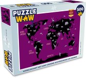 Puzzel Wereldkaart Kinderen - Dieren - Mintgroen - Legpuzzel - Puzzel 500 stukjes