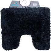 Wicotex - Toiletmat Classic pure Zwart - Antislip onderkant - WC mat met uitsparing - Afmeting 50x60cm