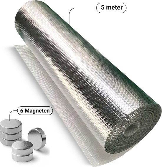 Qualitá® Radiatorfolie 5 Meter incl 6 magneten - Radiator Folie - Radiatorfolie met magneten - Radiatorfolie met magneet - 500x50cm