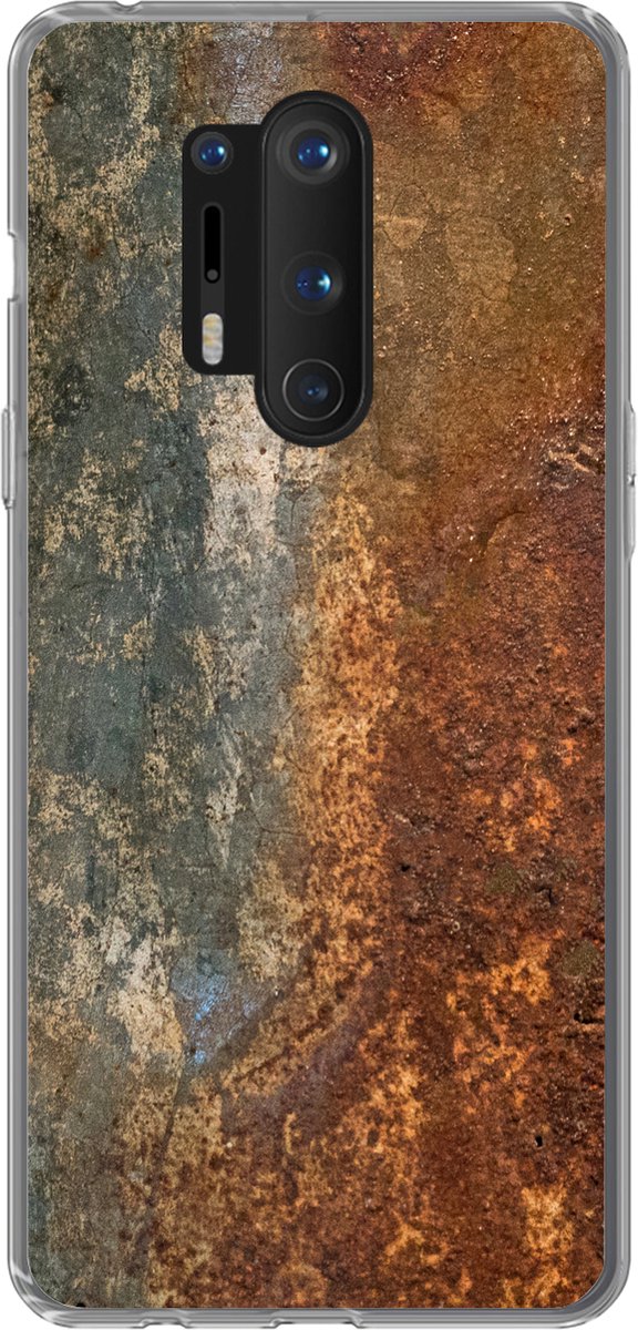 Telefoonhoesje Geschikt voor OnePlus 8 Pro hoesje - Staal - Roest print - Oud - Oranje - Grijs - Patroon - Abstract - Siliconen Telefoonhoesje Telefoonhoesje