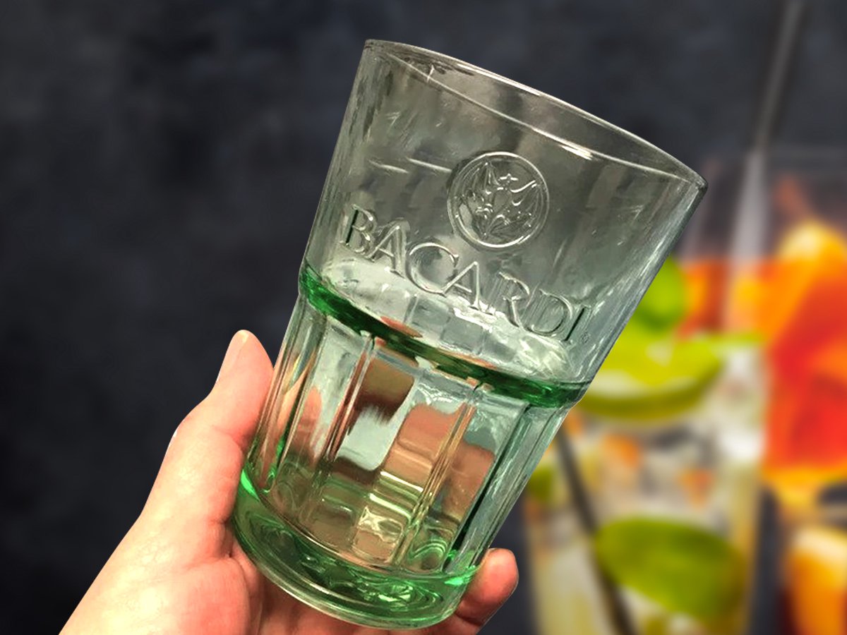 Verres à Mojito Bacardi - Lot De 6 - Verre Gaufré Vert - Lave-Vaisselle Safe