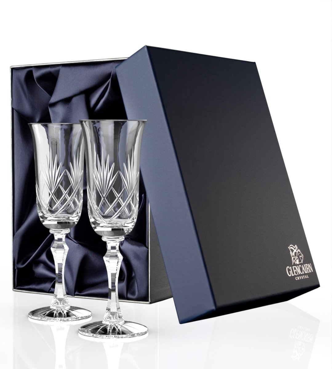 Zeer exclusieve Glencairn SKYE Geschenkset 2x Champagneglas - Kristal 24% loodkristal - Made in Scotland