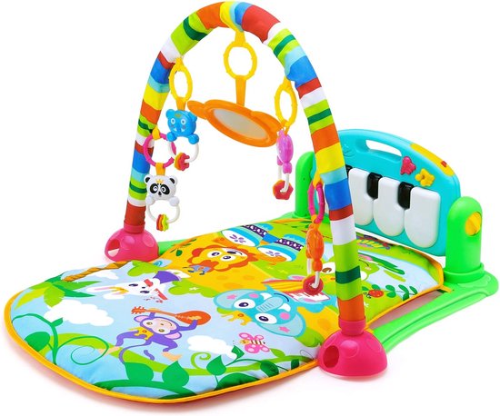 HiBaby speelkleed 3-in-1 Muzikale Activity - Baby speelkleed - Baby Gym - Speelmat - Speelkleed Peuters - Multicolor Groen