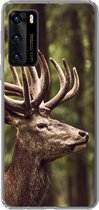Geschikt voor Huawei P40 hoesje - Hert - Natuur - Gewei - Bos - Dieren - Siliconen Telefoonhoesje