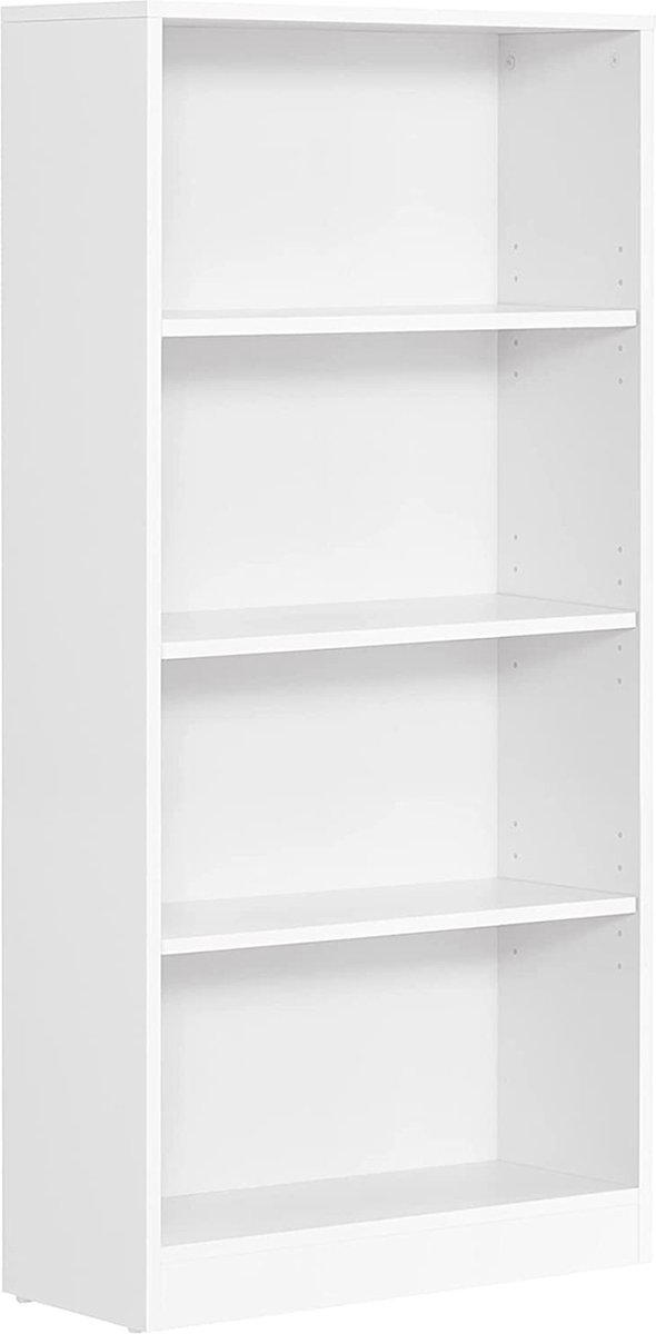 Hoppa! Songmics boekenplank, vloerstaand, met 4 vakken, in hoogte verstelbare planken, voor woonkamer, studeerkamer, kinderkamer, kantoor, als ruimteverdeler, 60 x 24 x 121,5 cm, wit