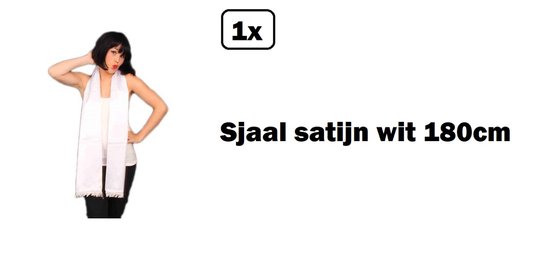 Sjaal satijn wit 180cm - Thema feest carnaval prins festival party black and white party sjawl