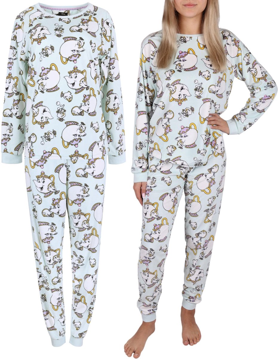 Belle & het Beest DISNEY - Tweedelige damespyjama in mintkleur Mrs Ginger and Brunch / L