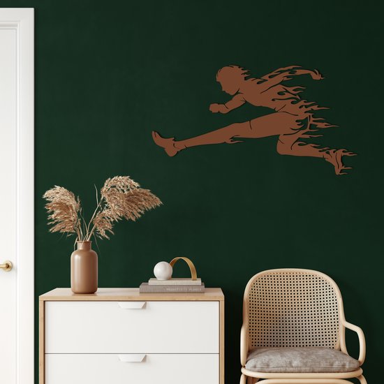 Wanddecoratie | Sprinter | Metal - Wall Art | Muurdecoratie | Woonkamer | Buiten Decor |Bronze| 60x32cm