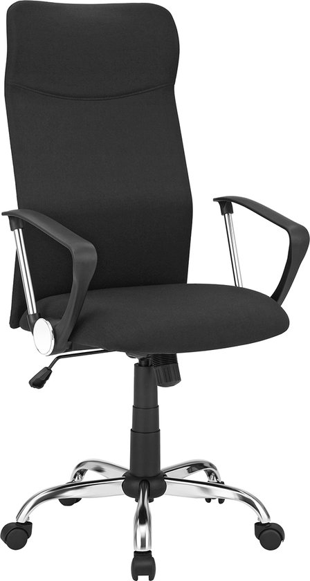 Hoppa! bureaustoel, ergonomische bureaustoel, draaistoel, gestoffeerde zitting, stoffen bekleding, in hoogte verstelbaar en kantelbaar, tot 120 kg draagvermogen, zwart