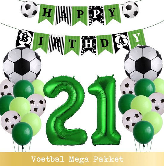 Voetbal Ballonnen - Cijfer Ballon 21 Jaar - Snoes - Megapakket - set van 24 Sport Voetbalfan Voetbal Jongen/Meisje - Sportieve - Voetbal Vrouwen Mannen - Kinderfeestje - Verjaardag - Helium Ballon nummer 21