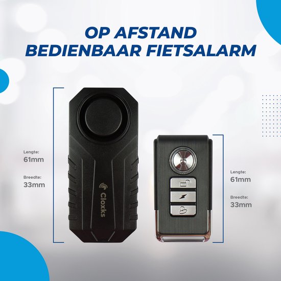 Cloxks Alarmsysteem voor Fiets & Scooter - Fietsalarm met Afstandsbediening - Motor Alarm - Waterdicht Fietsslot - Merkloos