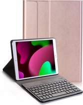 Hoes Geschikt voor iPad 10.2 2021 Hoes Toetsenbord Hoes Case Book Cover Hoesje - Hoesje Geschikt voor iPad 9 Keyboard Hoes - Rosé goud