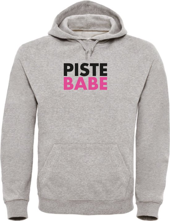 Wintersport hoodie Piste Babe - grijs XL - soBAD. | Foute apres ski outfit | kleding | verkleedkleren | wintersporttruien | wintersport dames en heren
