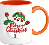 Merry Christmas vrolijke sneeuwpop - Mok - Oranje