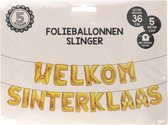 Folieballon "Welkom Sinterklaas'' - Goud - 5 meter lint - Ophangoogjes - Hoogte 36 cm - Schoencadeautje sinterklaas - 5 December - Ballon - Ballonnen - Sint - Piet