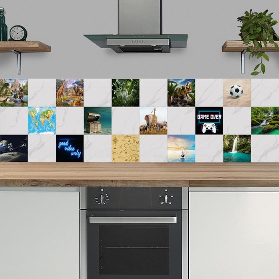 Ulticool Décoration Stickers carrelages - Aventure - Cuisine cm - 15 pièces