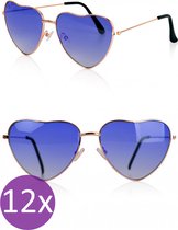12x Hartjes bril blauw - Thema Party Feest Carnaval Toppers