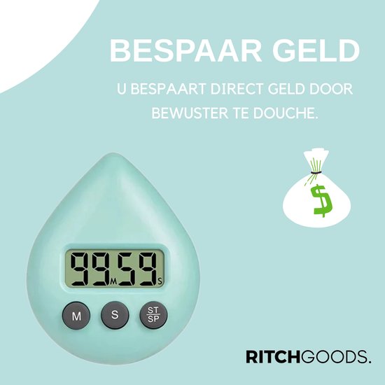 RITCHGOODS. Douchetimer 5 Minuten Douche Wekker Blauw Zandloper