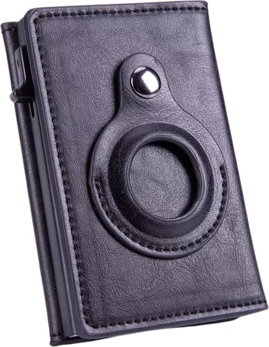 Marc Peter® Chicago Lederen Push Air Slim Wallet - AirTag Portemonnee met muntenvak - RFID Bescherming Kleine Mini Portemonnee Leer, blauw, MINI MÜNZFACH MIT AIRTAG FACH, Casual