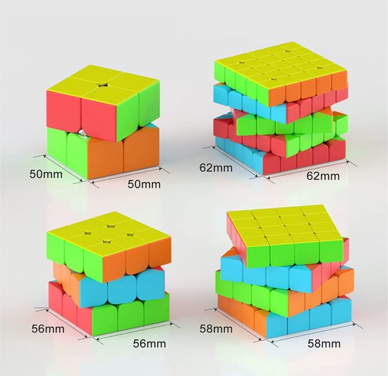 Thumbnail van een extra afbeelding van het spel Speed Cube Set 2x2, 3x3, 4x4, 5x5 - Rubiks Cube - Kubus - Magic Cube - Breinbreker