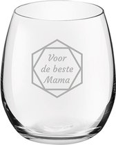 Gegraveerde Drinkglas 39cl voor de beste Mama in hexagon