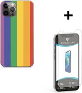 ShieldCase Happy Pride Rainbow geschikt voor Apple iPhone 12 Pro Max + glazen Screen Protector