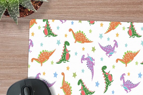 Bureau onderlegger 80x40 cm - Muismat Dino - Patronen - Sterren - Jongens - Meisjes - Kinderen - Kids - Bureaulegger xl - Desk mat beschermer - Computer muismatten