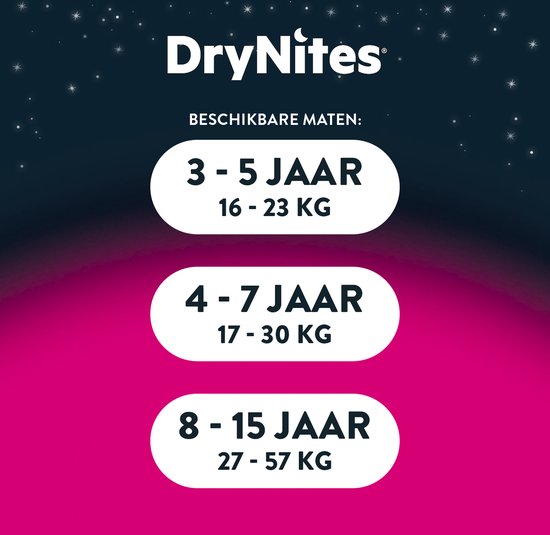DryNites luierbroekjes - meisjes - 8 tot 15 jaar (27 - 57 kg) - 52 stuks - extra voordeel - DryNites