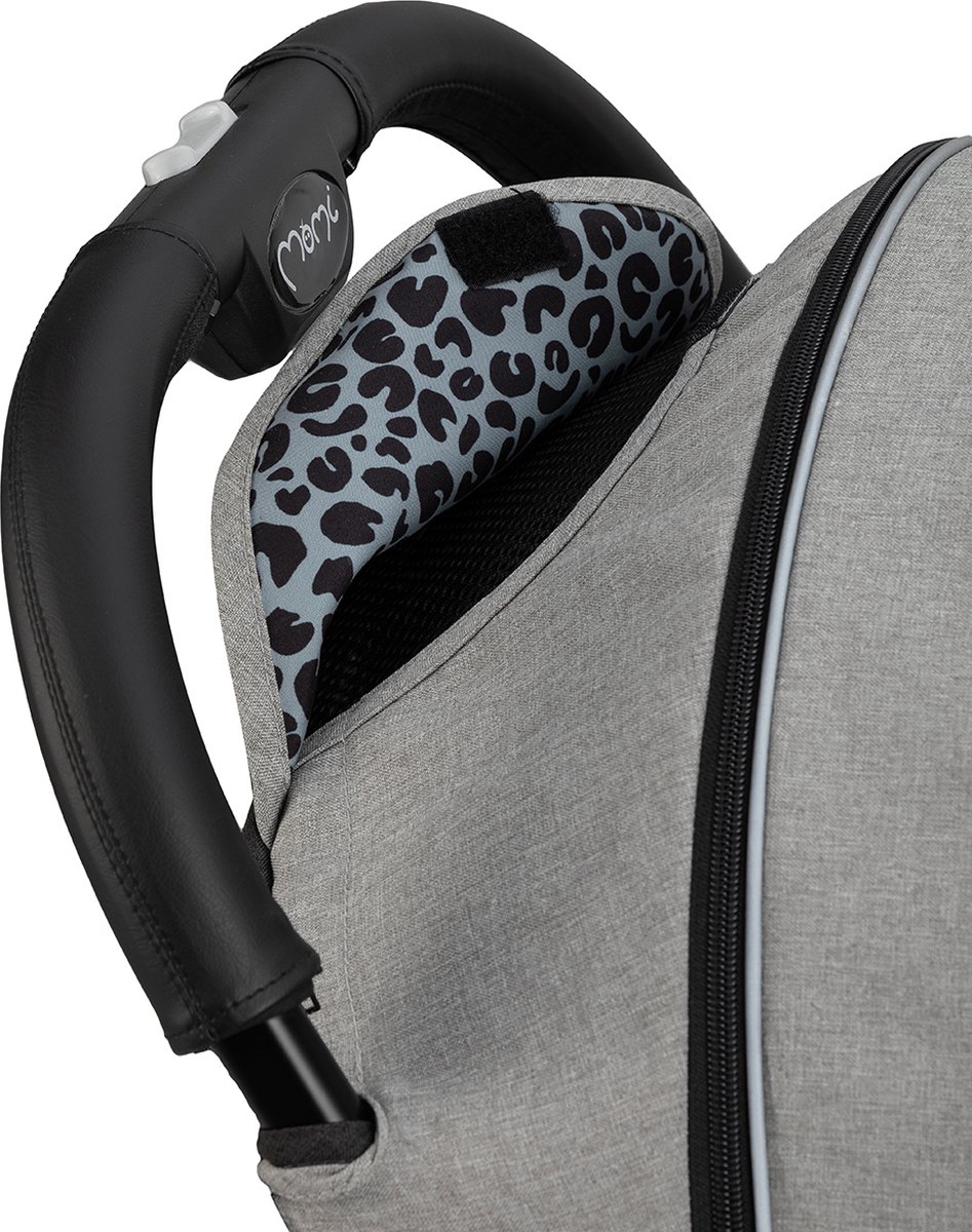 MoMi Estelle Dakar Wandelwagen - Compacte Lichtgewicht Buggy - XXL Wielen - Inclusief Regenhoes, Voetenzak & Muskietennet - Leopard Grijs – foto 8