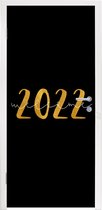 Deursticker Nieuwjaar - Goud - Welcome 2022 - Spreuken - Quotes - 90x205 cm - Deurposter