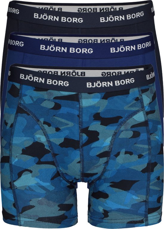 Björn Borg boxershorts Essential (3-pack) - heren boxers normale lengte - blauw Total Eclipse - Maat: S