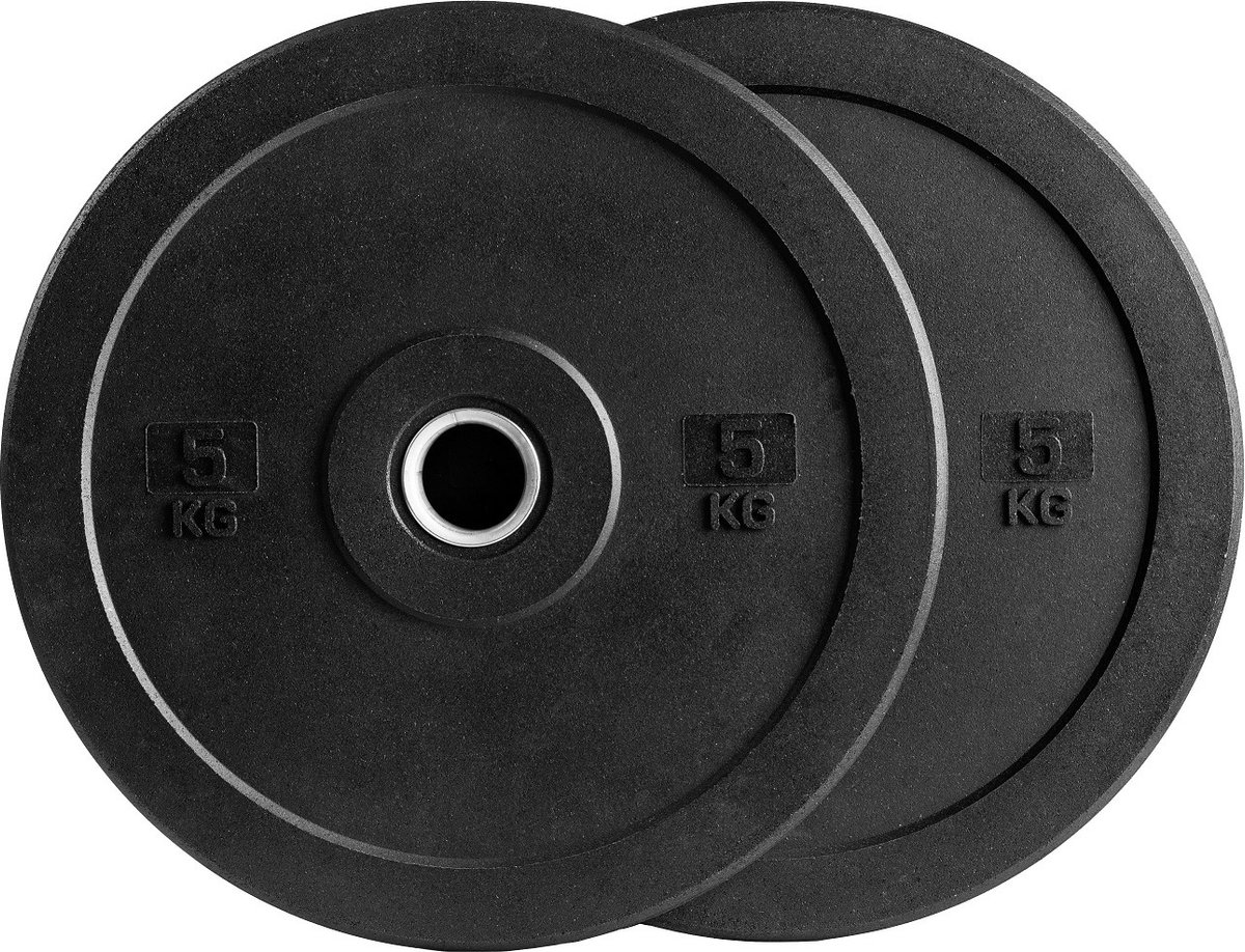 VirtuFit Hi-Temp Bumper Plates - 50 mm - 2 x 5 kg - Olympische Halterschijven van Rubber - Duurzaam Materiaal - Schokabsorberende Bumper Plates - CrossFit & Krachttraining