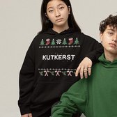 Foute Kerst Hoodie Candy Cane - Met tekst: Kutkerst - Kleur Zwart - ( MAAT M - UNISEKS FIT ) - Kerstkleding voor Dames & Heren