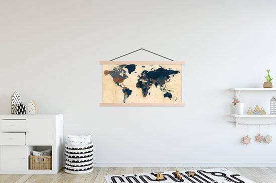 Affiche scolaire - Wereldkaart - Vintage - Papyrus - 120x60 cm - Lattes vierges