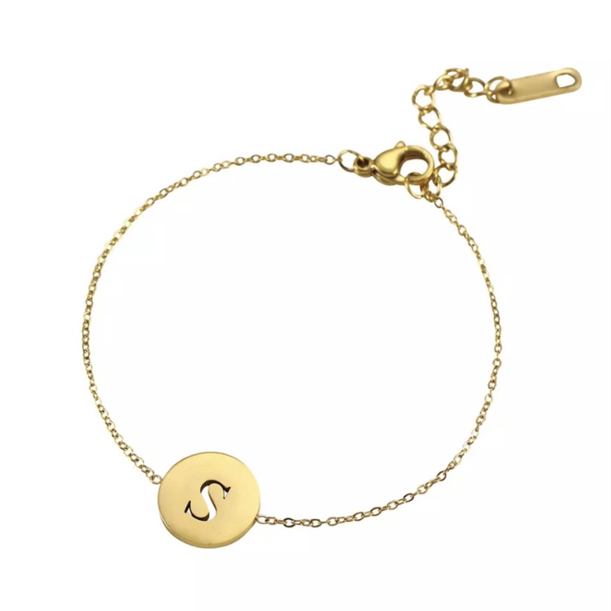 Letter armband coin - initiaal S - goud