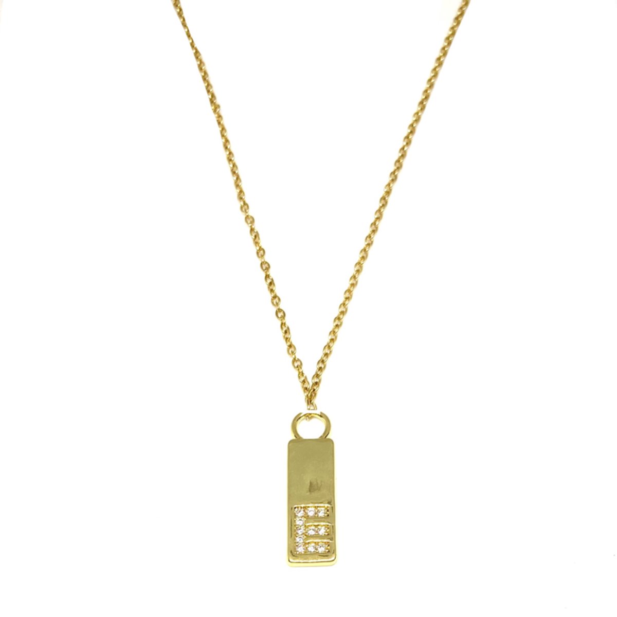 Letter ketting tag - initiaal E - goud